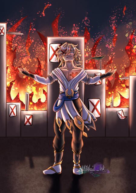 Kaveh from Genshin Impact, inspired by the song "Writing on the Wall" by Will Stenson